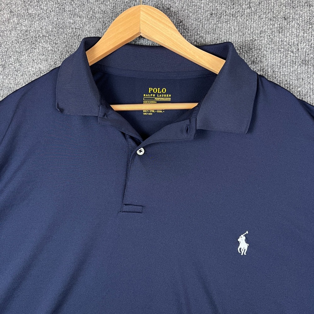 Polo Ralph Lauren Performance Polo Shirt Mens 2XLT Green Blue Stretch Pony